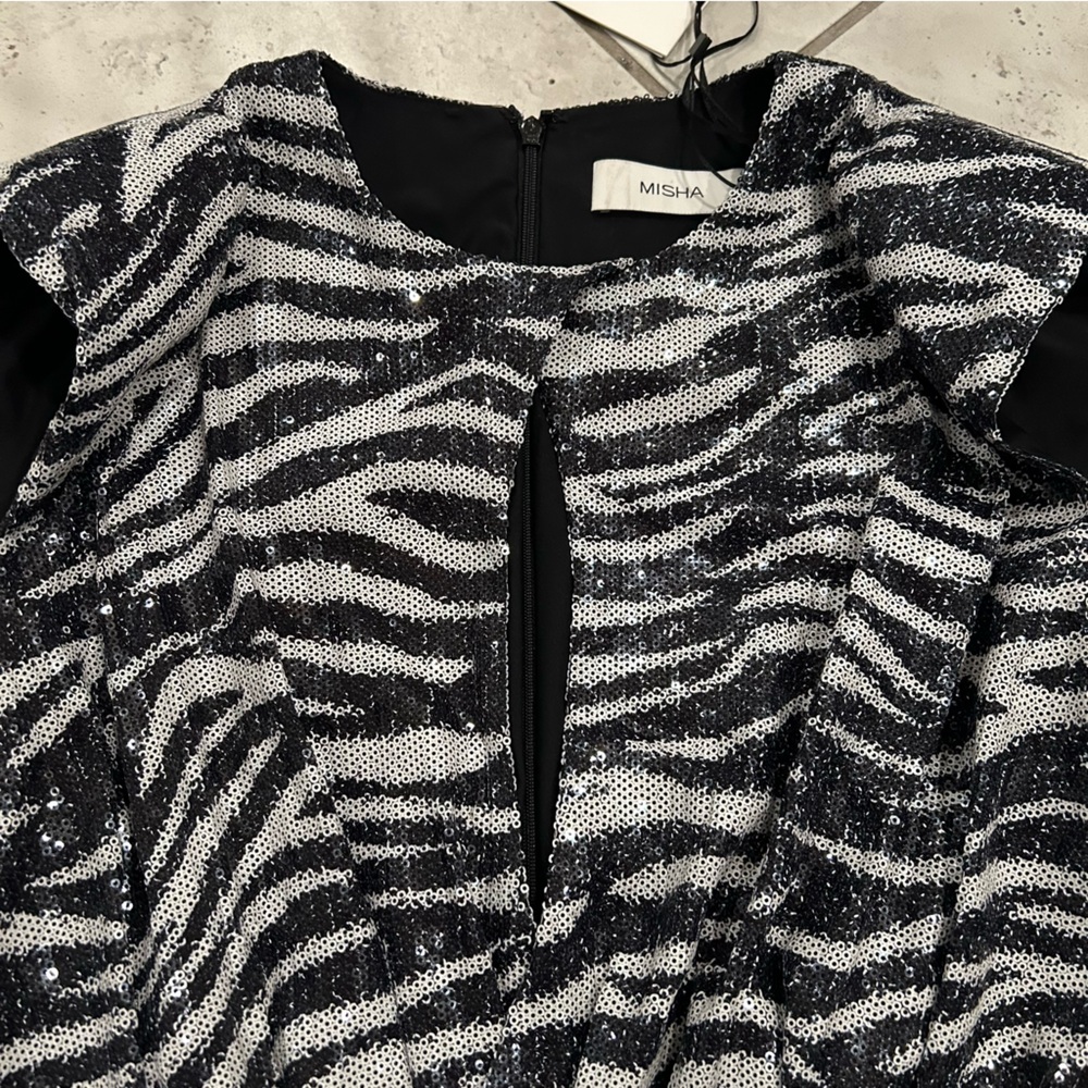 NEW MISHA Susanita Printed Sequin Dress SIZE 10 - Picture 5 of 12